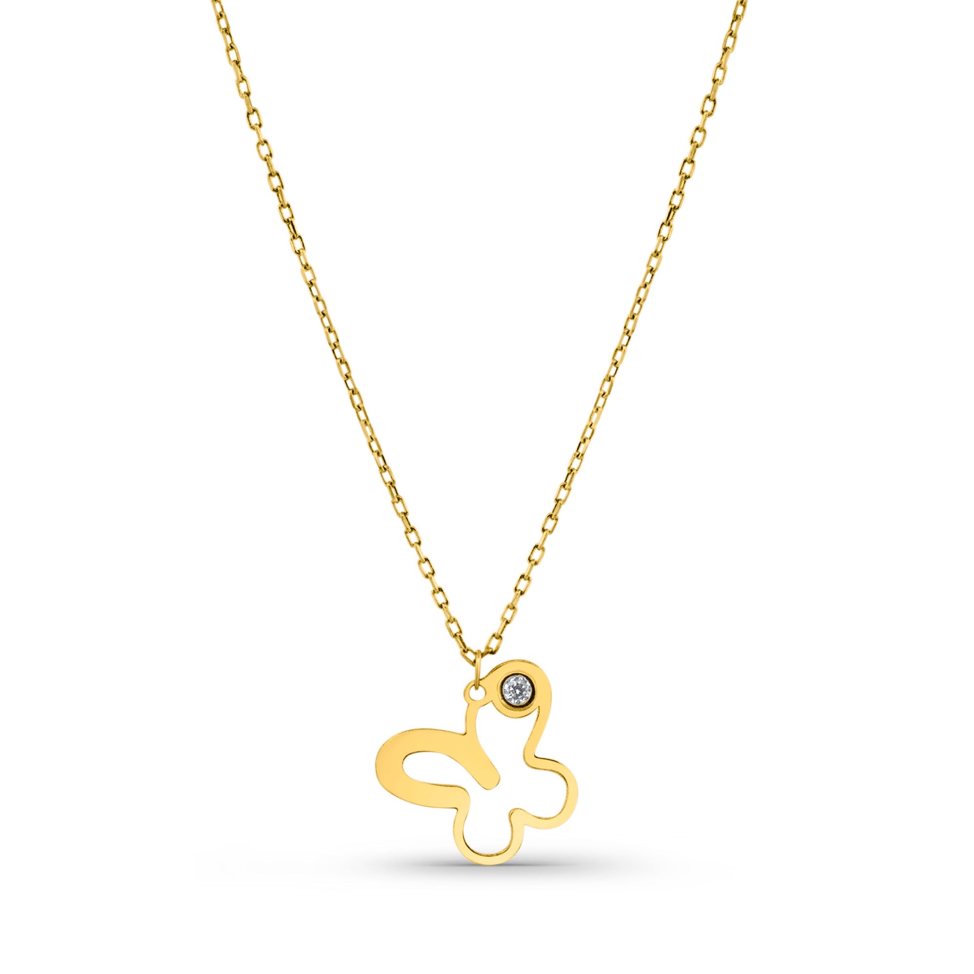 Kadın sarı altın kolye - Altın Çırpınış