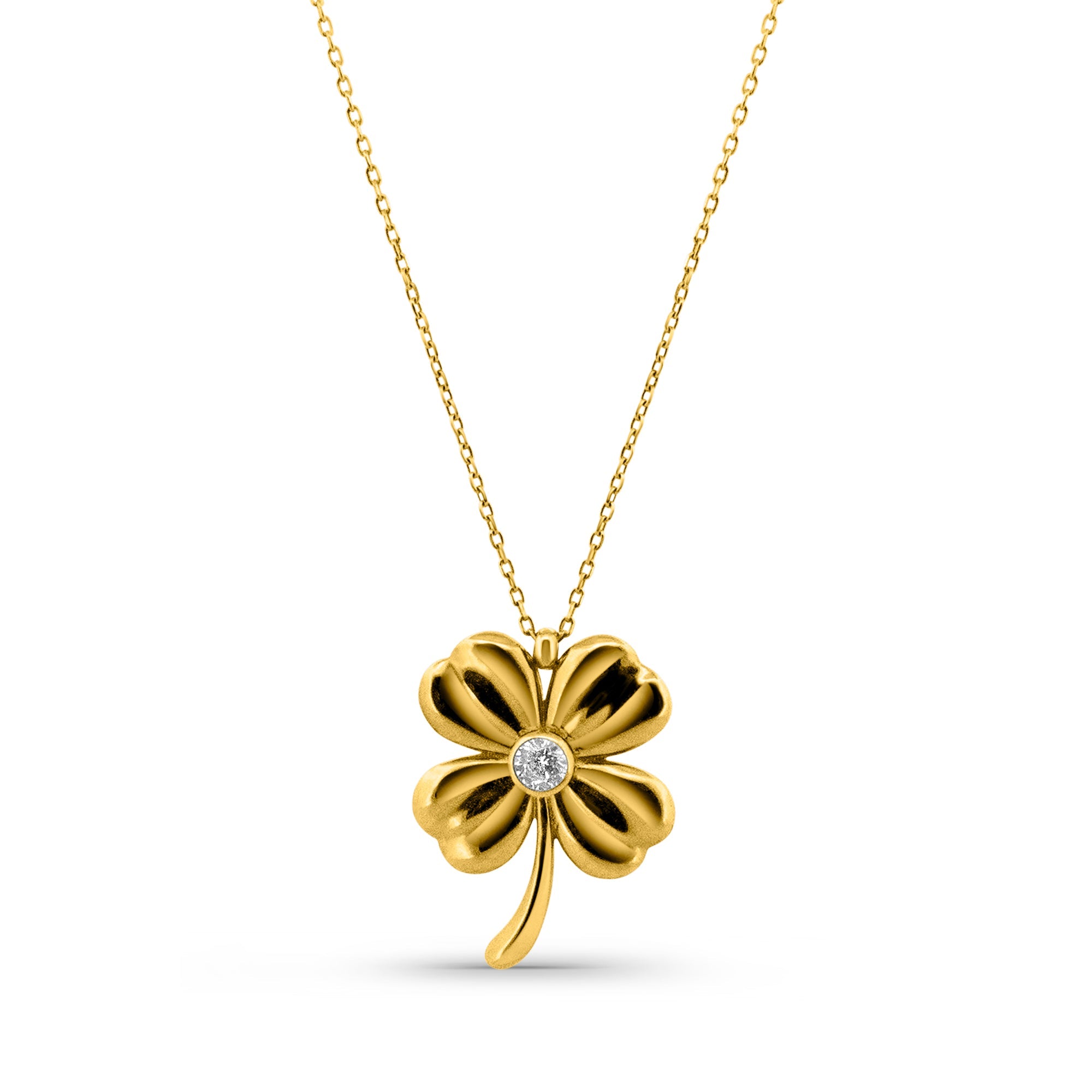 Kadın sarı altın kolye - Yoncalar