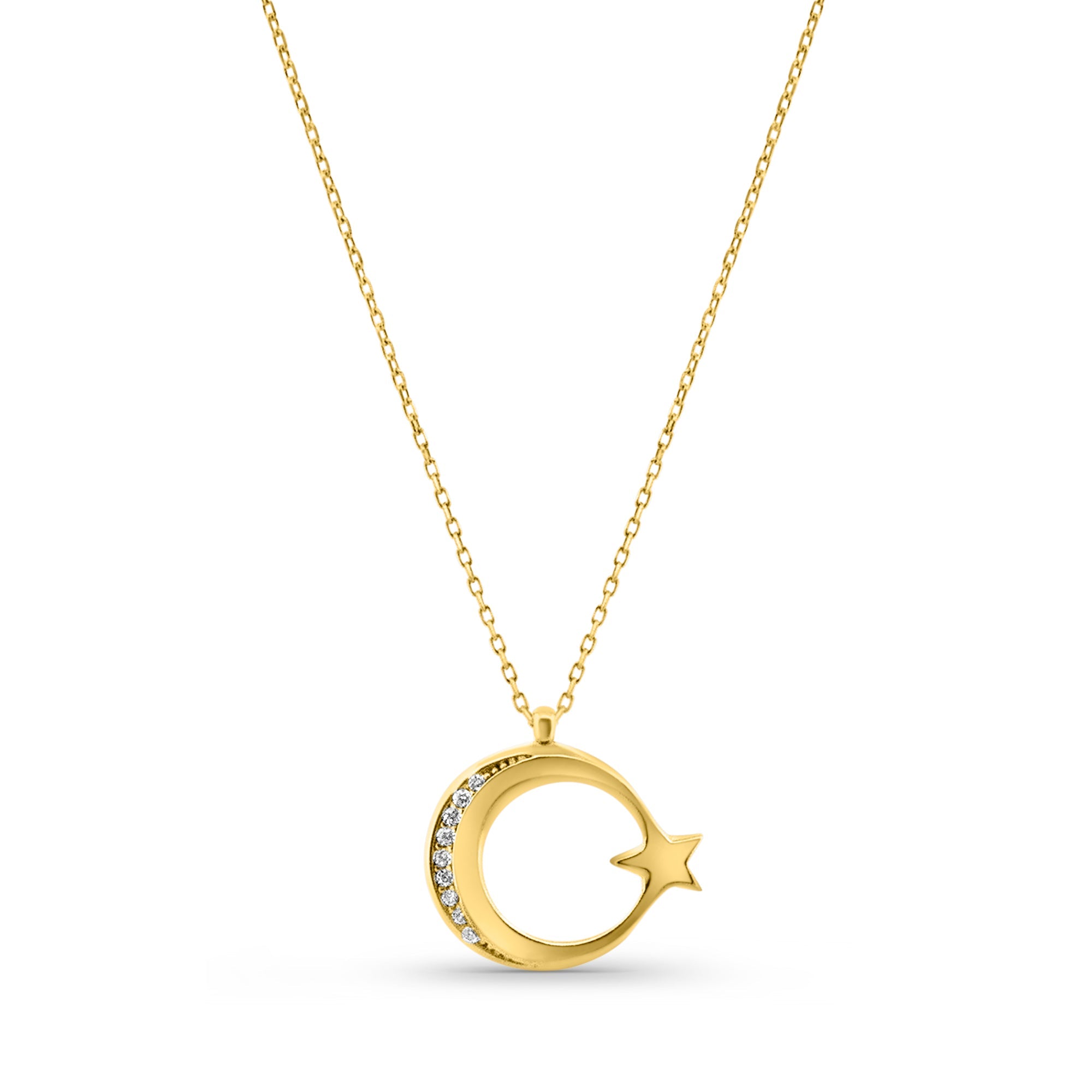 Kadın sarı altın kolye - Mystic Moon