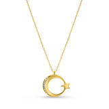 Kadın sarı altın kolye - Mystic Moon