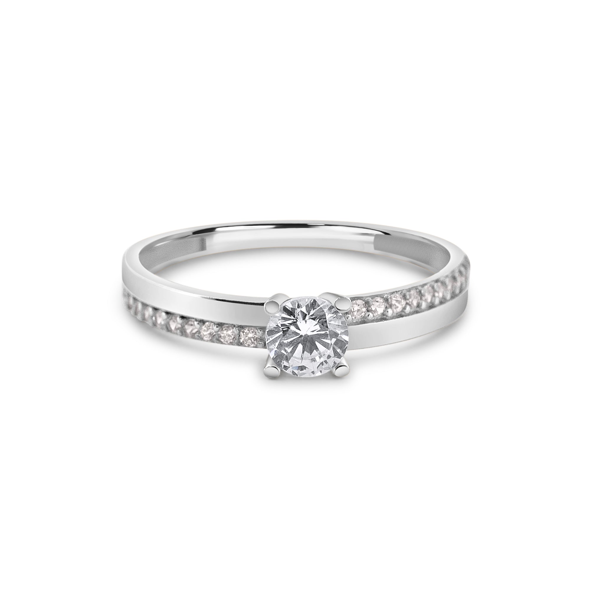 Zirkonyumlu 14 Ayar Altın Nişan Yüzükleri - Nayelis