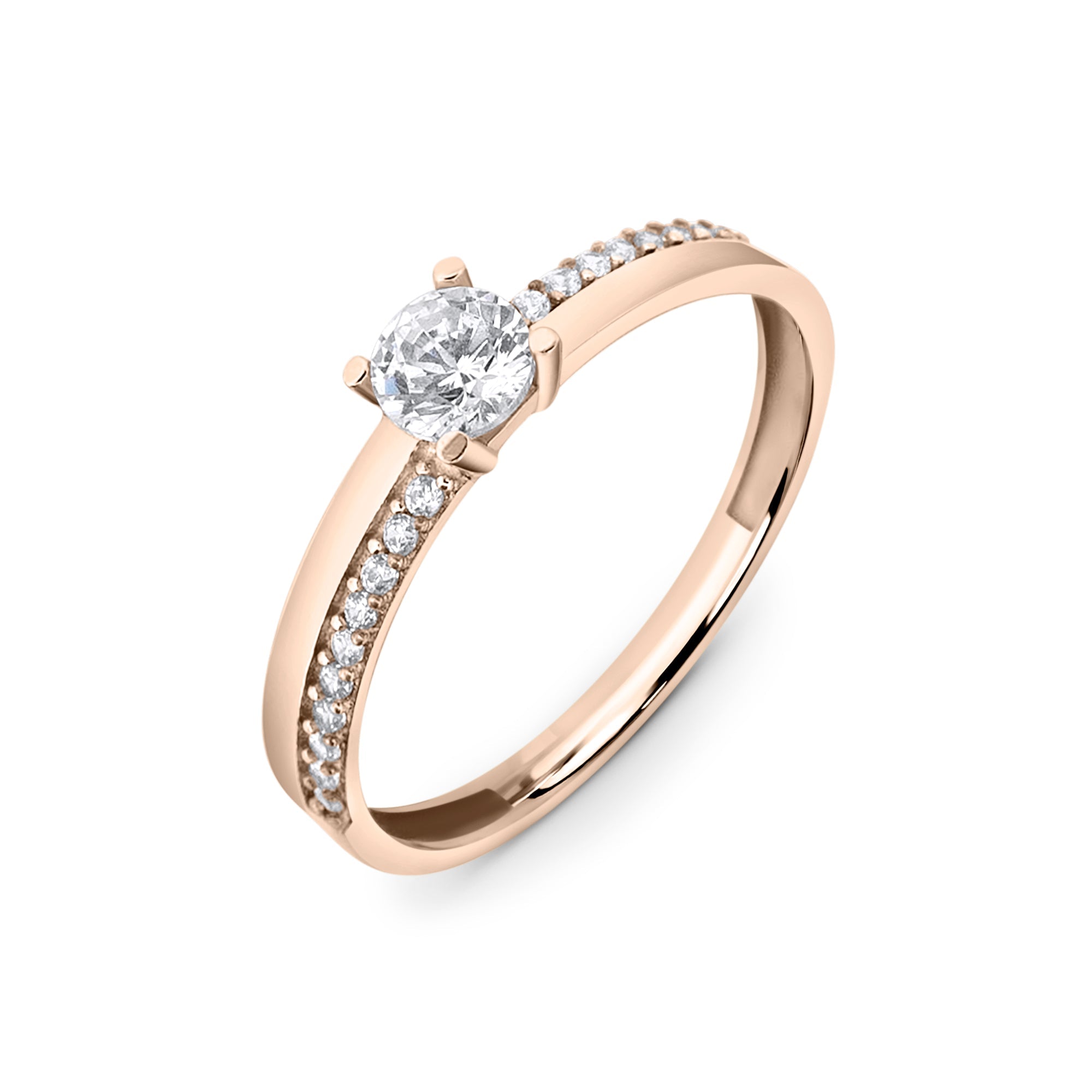 Zirkonyumlu 14 Ayar Altın Nişan Yüzükleri - Nayelis