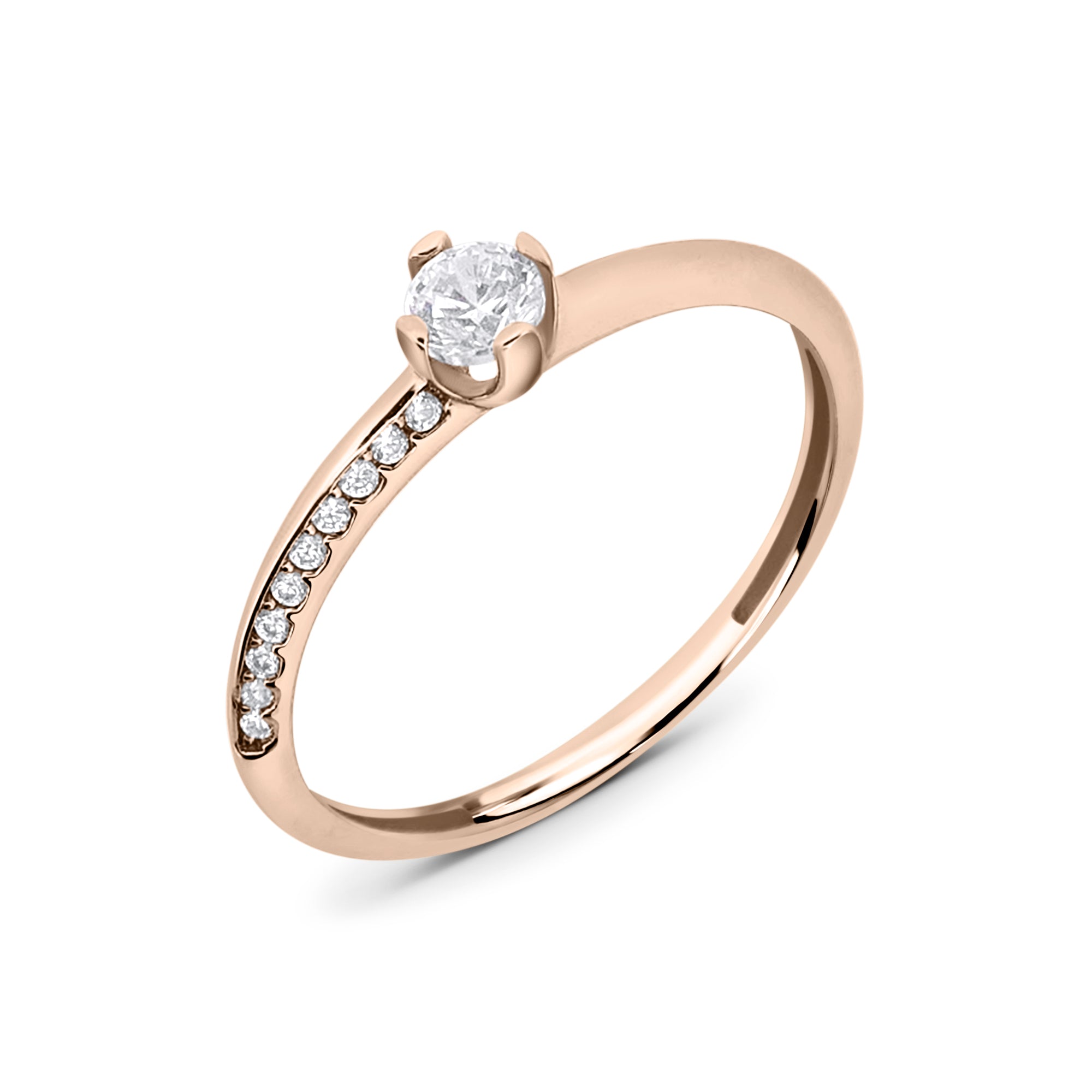 Zirkonyumlu 14 Ayar Altın Nişan Yüzükleri - Ismeria