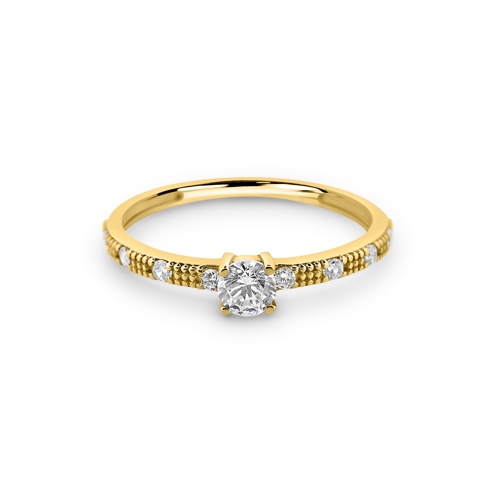 Zirkonyumlu 14 Ayar Altın Nişan Yüzükleri - Novalig