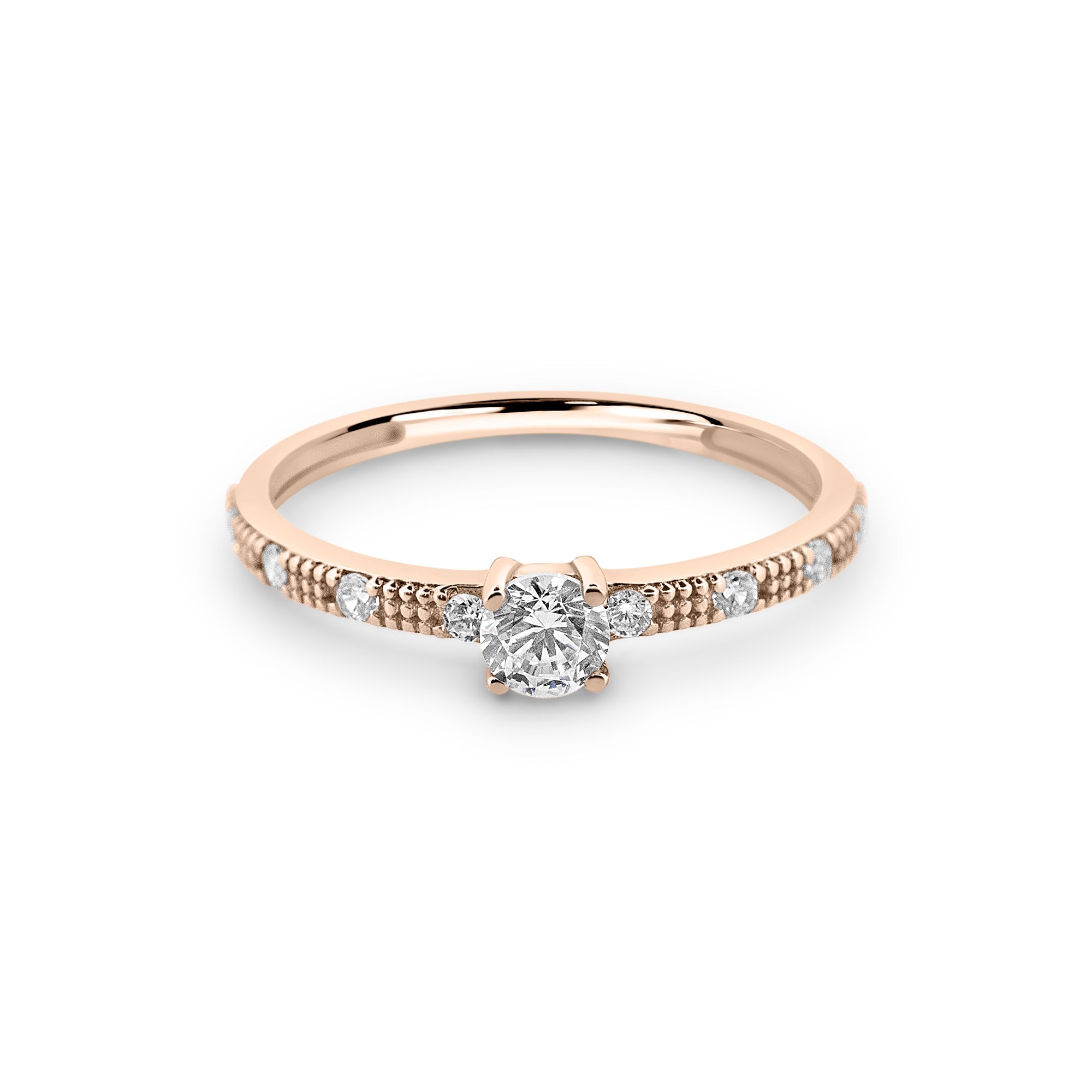 Zirkonyumlu 14 Ayar Altın Nişan Yüzükleri - Novalig