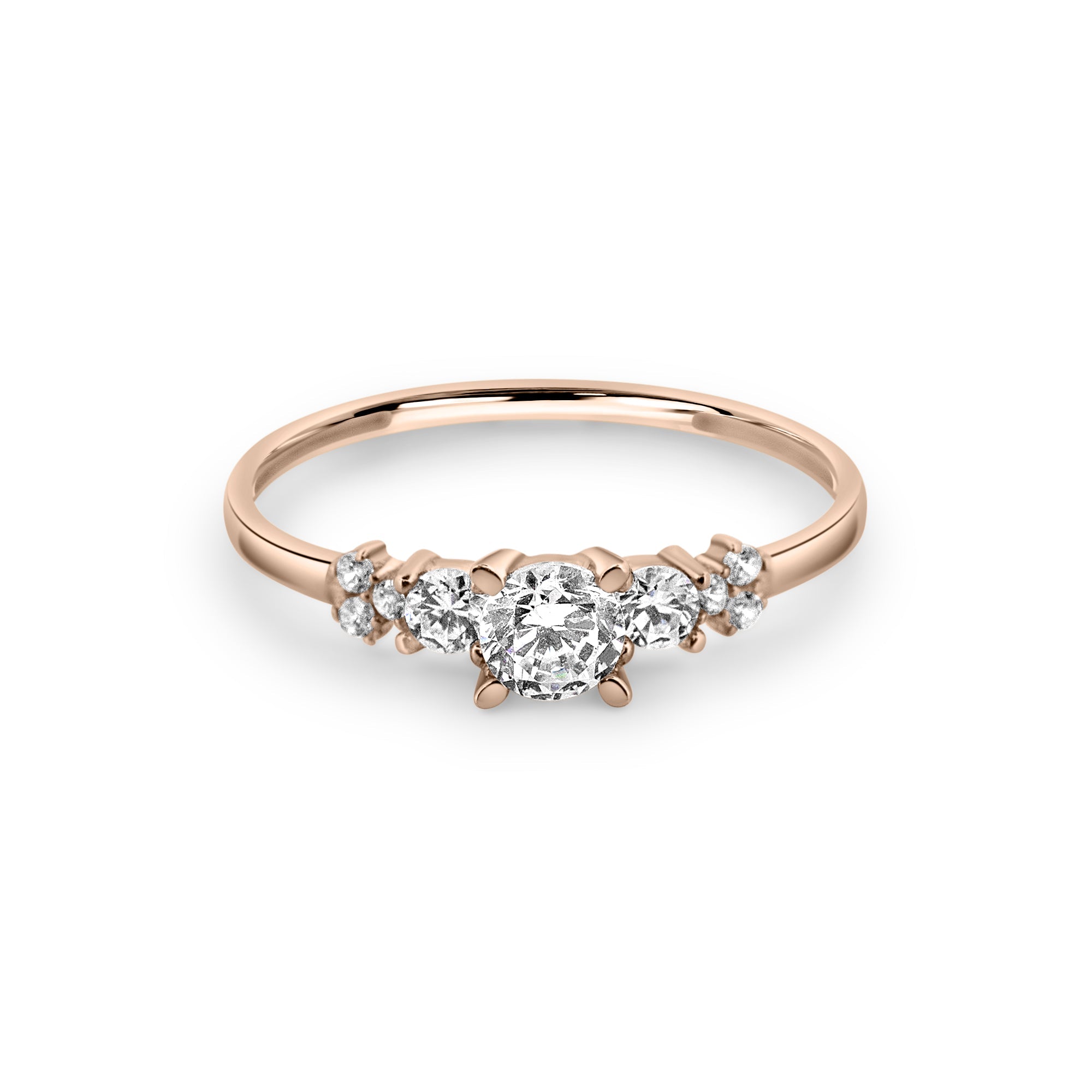 Zirkonyumlu 14 Ayar Altın Nişan Yüzükleri - Arisia