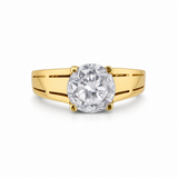 Bague Solitaire Or Jaune 22K - Anneau Ajouré