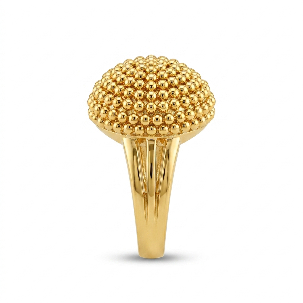 Bague Bombée Clouté en Or 916 (22 Carats)