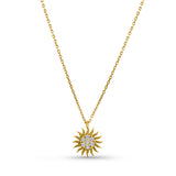 Kadın Sarı Altın Kolye - Sunburst Charm