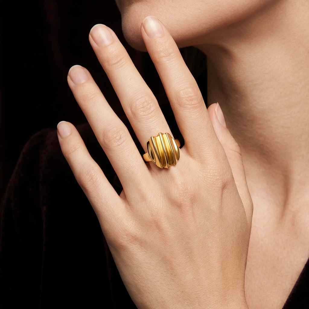 Bague Godronnée en Or 22 Carats