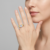 Bague Solitaire Or Jaune 22K - Anneau Ajouré